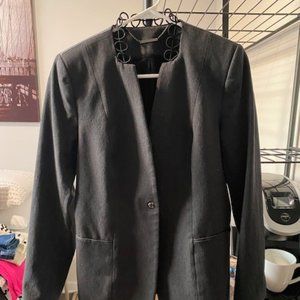 Elie Tahari Grey Embroidered Collar Blazer